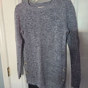 LOFT Heathered Gray Sweater with Side Buttons